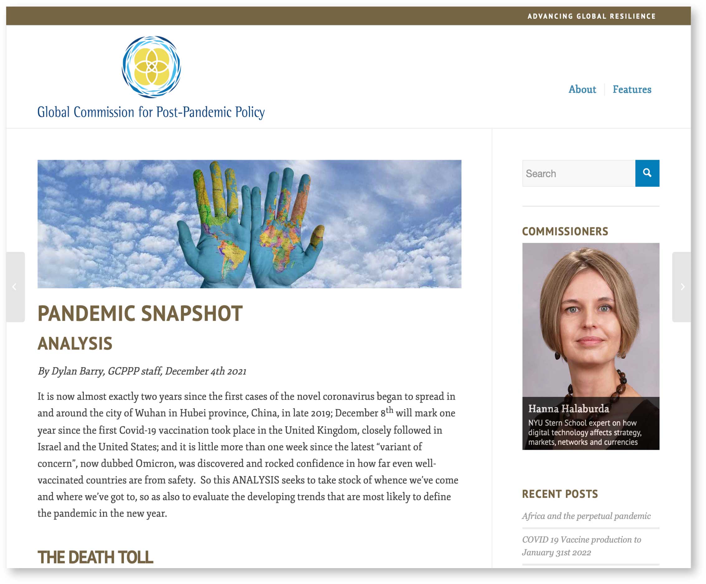 Global Commission for Post-Pandemic Policy Snapshot