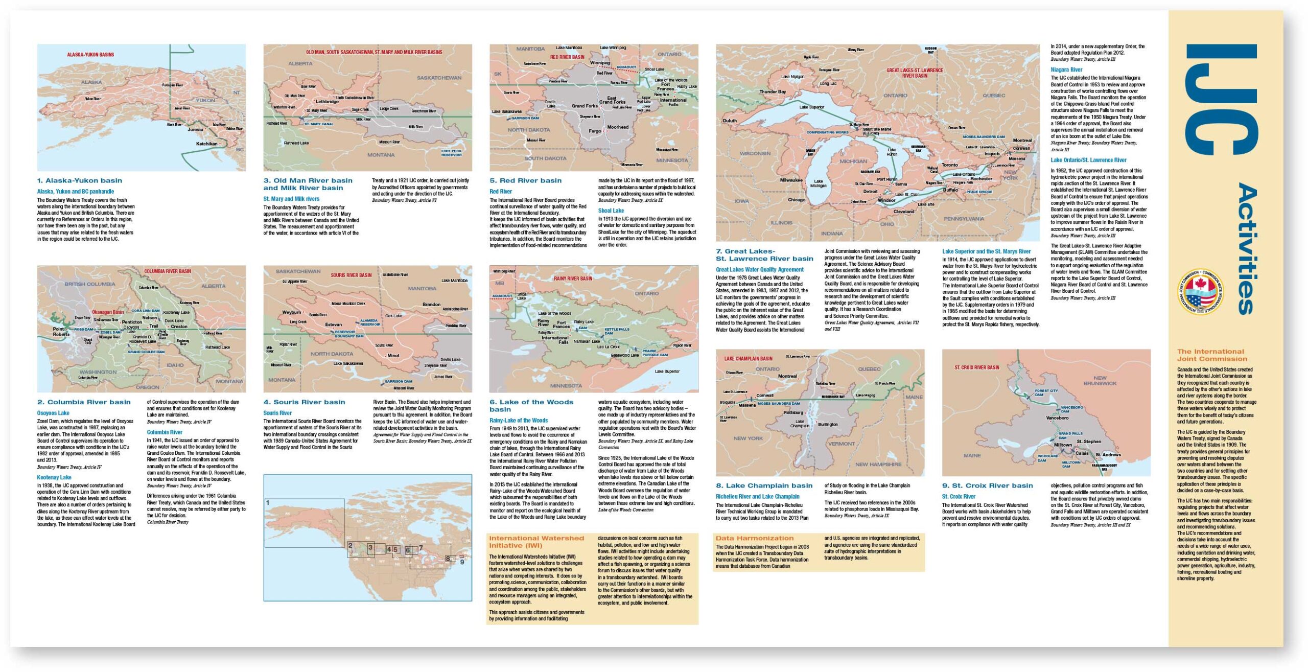 International Joint Commission Activities Map brochure, interior side