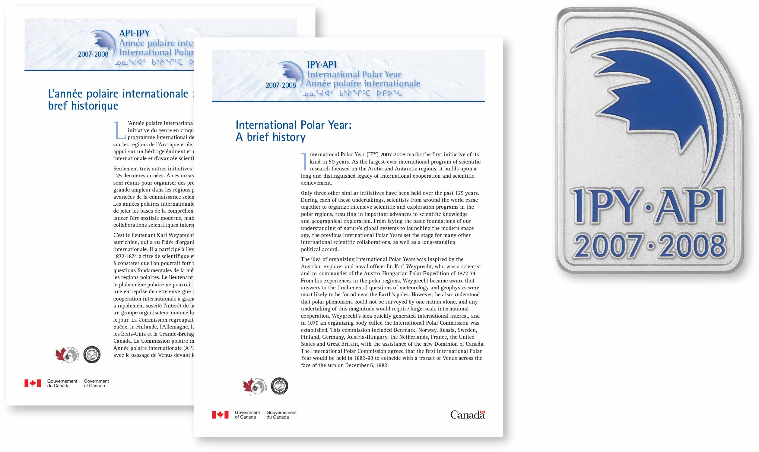 IPY fact-sheets and lapel pin