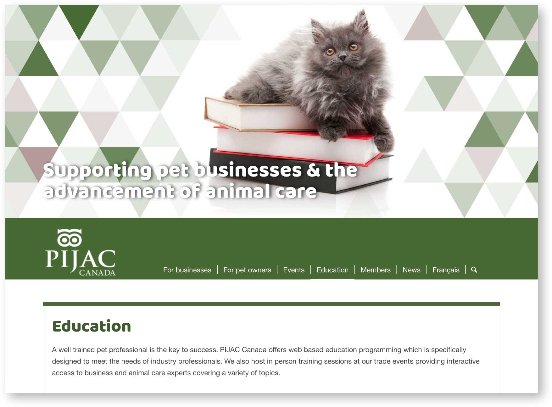 PIJAC education page snapshot