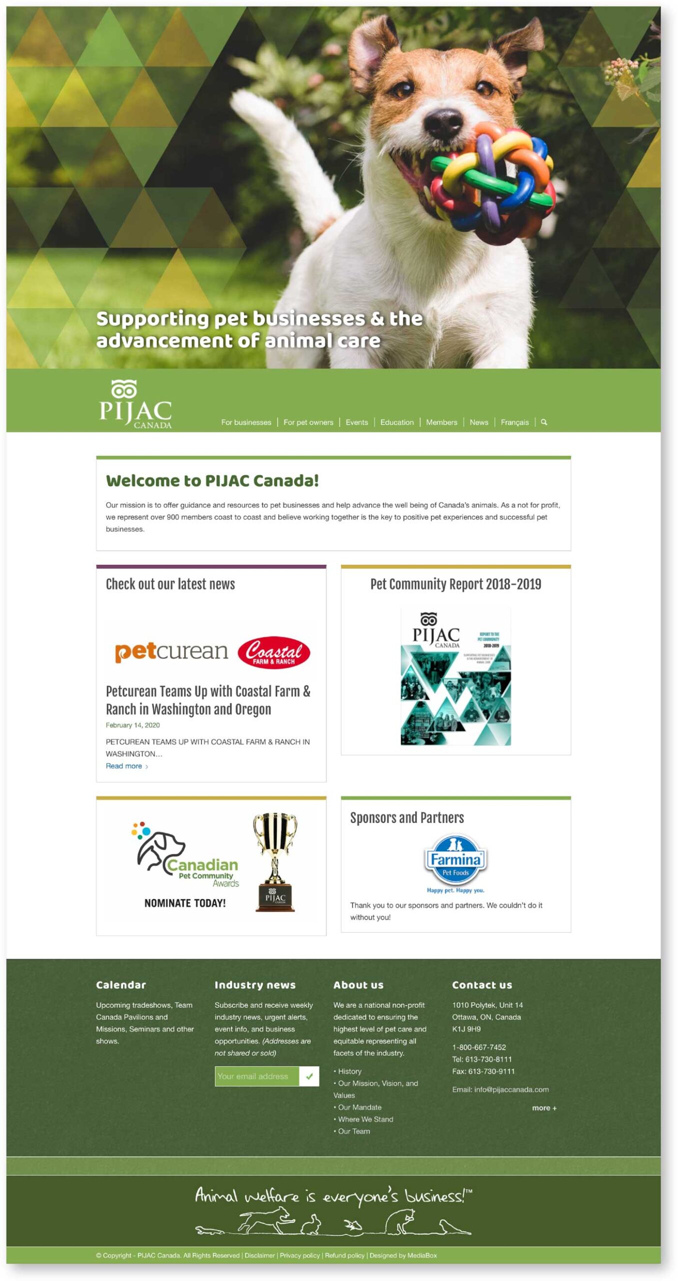 PIJAC homepage snapshot 