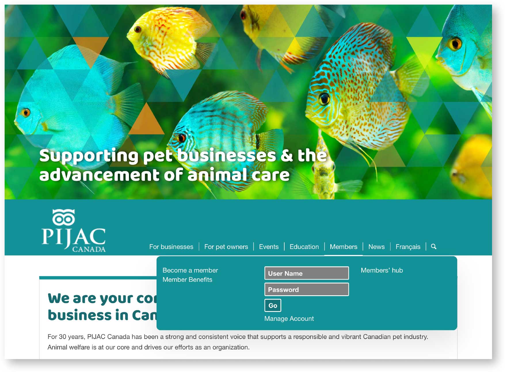 PIJAC members page snapshot
