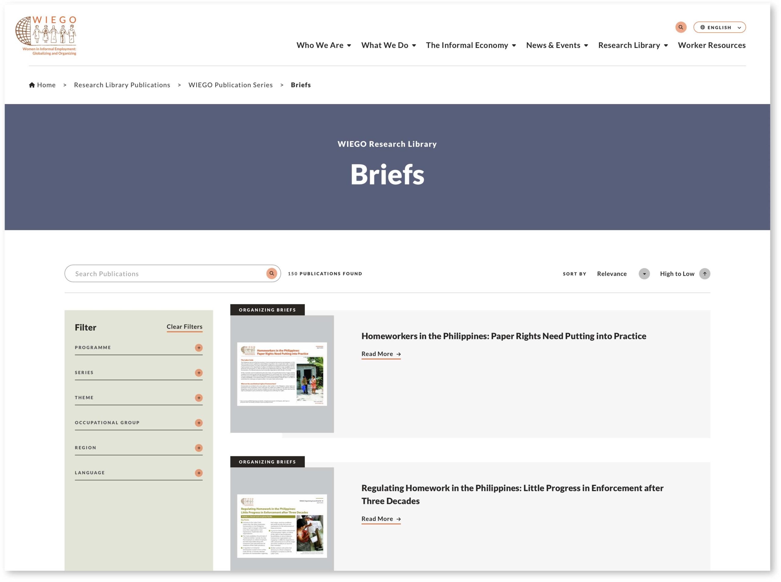 WIEGO website screen